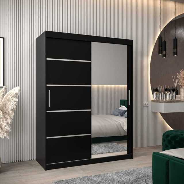 Verona 02 Sliding Door Wardrobe 150cm - Black 150cm - image 1