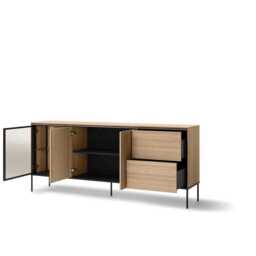 Visso VI-06 Display Sideboard Cabinet 201cm - Oak Linear 201cm - thumbnail 3