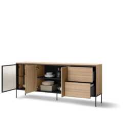 Visso VI-06 Display Sideboard Cabinet 201cm - Oak Linear 201cm - thumbnail 4