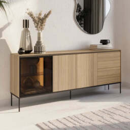 Visso VI-06 Display Sideboard Cabinet 201cm - Oak Linear 201cm - thumbnail 1