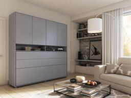 BC-06 Horizontal Wall Bed Concept 90cm With Storage Cabinet - White Gloss 90 x 200cm - thumbnail 2