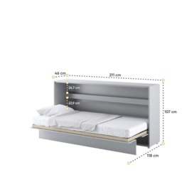BC-06 Horizontal Wall Bed Concept 90cm With Storage Cabinet - White Gloss 90 x 200cm - thumbnail 6