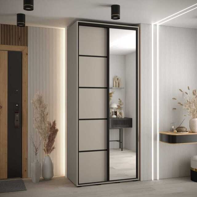 Dakota V Sliding Door Wardrobe 110cm - Cashmere 110cm - image 1