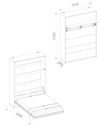 BC-01 Vertical Wall Bed Concept 140cm - White Gloss 140 x 200cm - thumbnail 8