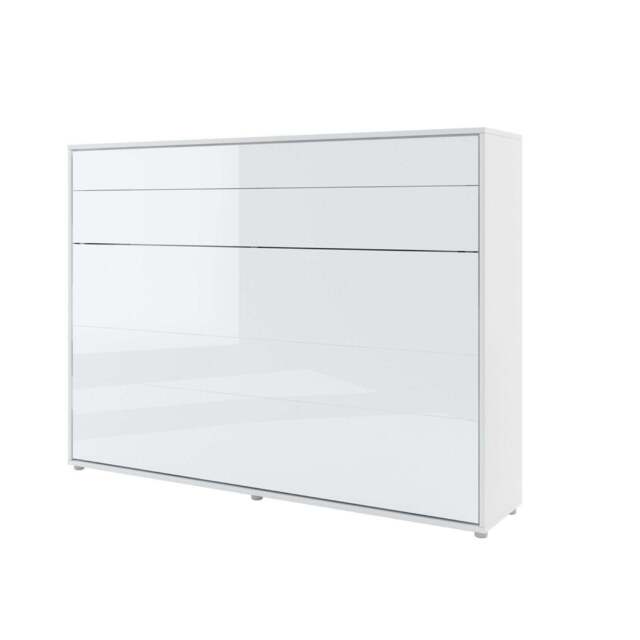 BC-04 Horizontal Wall Bed Concept 140cm With Storage Cabinet - White Gloss 140 x 200cm - image 1