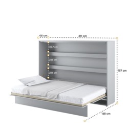 BC-04 Horizontal Wall Bed Concept 140cm With Storage Cabinet - White Gloss 140 x 200cm - thumbnail 6