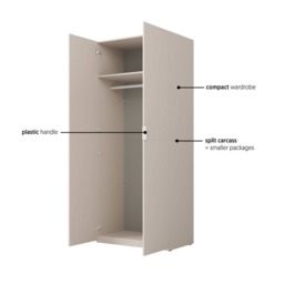 Montana Hinged Door Wardrobe 90cm - Cashmere 90cm - thumbnail 8