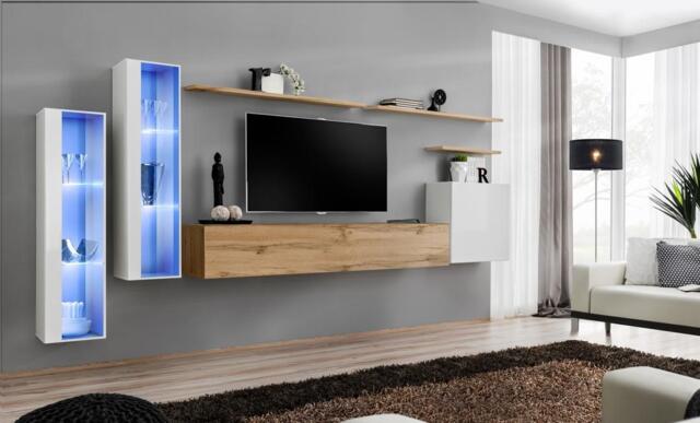 "Switch XI Entertainment Unit For TVs Up To 75"" - Oak Wotan 330cm White" - image 1
