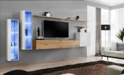 "Switch XI Entertainment Unit For TVs Up To 75"" - Oak Wotan 330cm White" - thumbnail 1