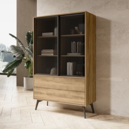 Slide Display Cabinet 100cm - Oak Golden 100cm