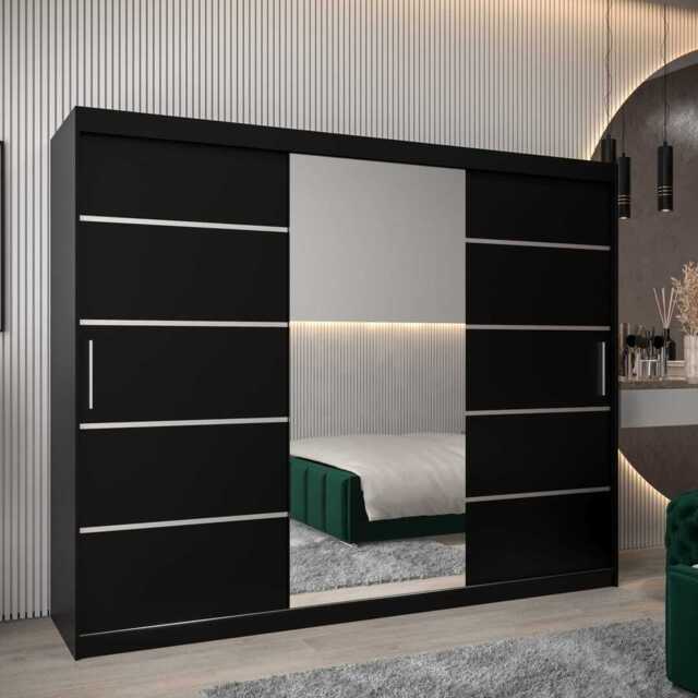 Verona 02 Sliding Door Wardrobe 250cm - Black 250cm - image 1