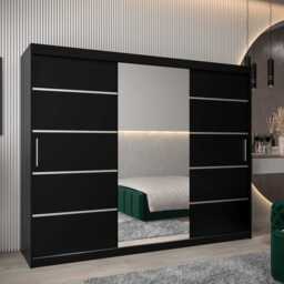 Verona 02 Sliding Door Wardrobe 250cm - Black 250cm - thumbnail 1
