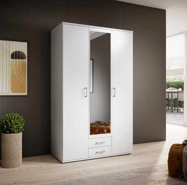 Karl Hinged Door Wardrobe 120cm - White 120cm - image 1
