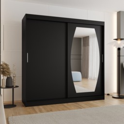 Rossa Sliding Door Wardrobe 200cm - Black 200cm - thumbnail 1