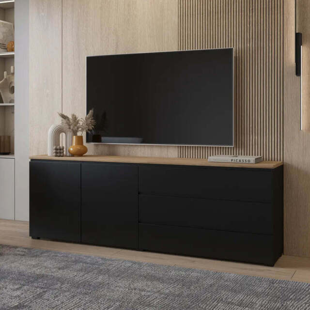 Modo Sideboard Cabinet 200cm - Black 200cm - image 1