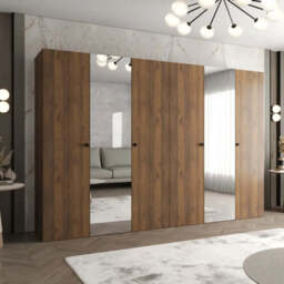 Parma II Hinged Door Wardrobe 300cm - Oak Walnut 300cm