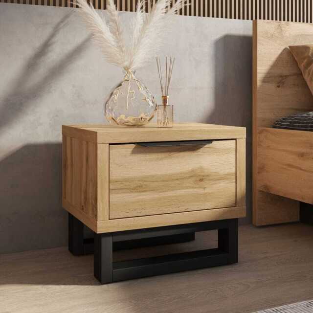 Halle Bedside Table 55cm - Oak Wotan 55cm - image 1