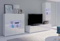 "Calabrini 7 Entertainment Unit For TVs Up To 42"" - White Gloss 250cm"