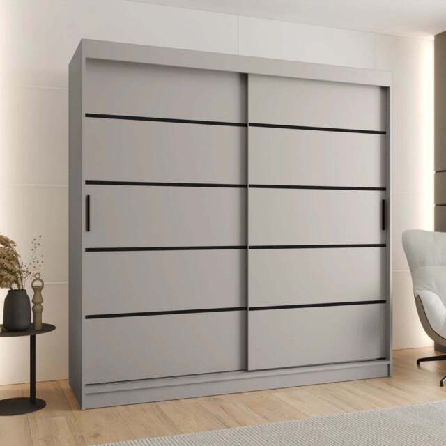 Rubino V1 Sliding Door Wardrobe 200cm - Cashmere 200cm - image 1