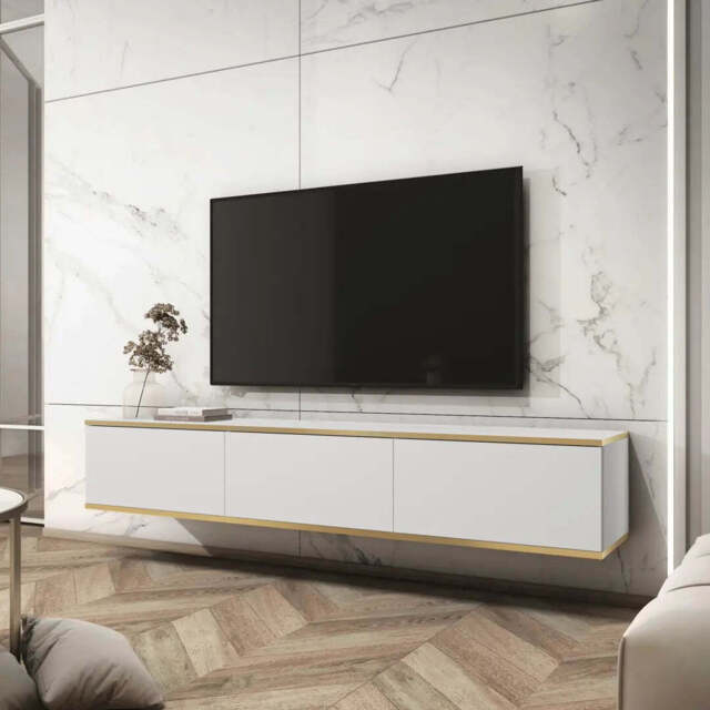 Oro Floating TV Cabinet 175cm - White 175cm - image 1