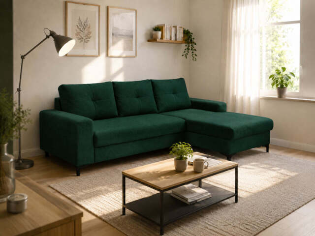 Corner Sofa Bed Avra - Green 252cm Right - image 1