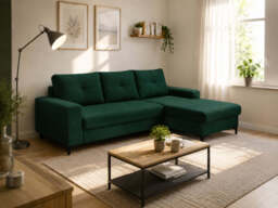 Corner Sofa Bed Avra - Green 252cm Right