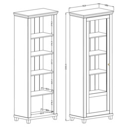 Evora 06 Tall Display Cabinet 71cm - Oak Lefkas 71cm - thumbnail 5