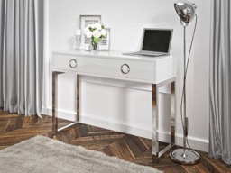 Milla Desk with Drawer 110cm - White Gloss 110cm - thumbnail 1