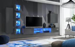 "Switch XXVI Wall Entertainment Unit For TVs Up To 75"" - White 320cm Oak Wotan" - thumbnail 4