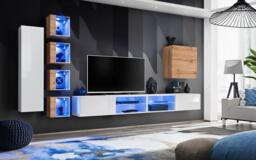"Switch XXVI Wall Entertainment Unit For TVs Up To 75"" - White 320cm Oak Wotan" - thumbnail 1