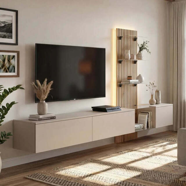 "Luzz Entertainment Unit For TVs Up To 70"" - Grey 220cm" - image 1