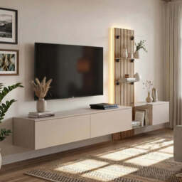 "Luzz Entertainment Unit For TVs Up To 70"" - Grey 220cm" - thumbnail 1