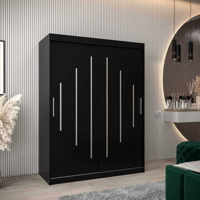 York Sliding Door Wardrobe 150cm - Black 150cm - image 1