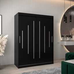 York Sliding Door Wardrobe 150cm - Black 150cm - thumbnail 1