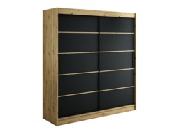 Leto V1 Sliding Door Wardrobe 200cm - Black 200cm - thumbnail 1