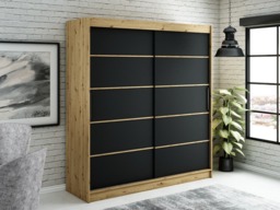 Leto V1 Sliding Door Wardrobe 200cm - Black 200cm - thumbnail 2