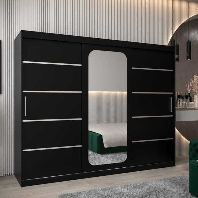 Uppsala V2 Sliding Door Wardrobe 250cm - Black 250cm - image 1