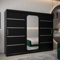 Uppsala V2 Sliding Door Wardrobe 250cm - Black 250cm