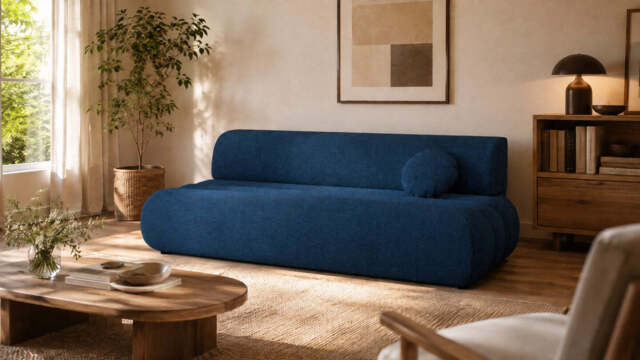 Sofa Bed Lino - 214cm 104cm Navy Blue 13 - image 1