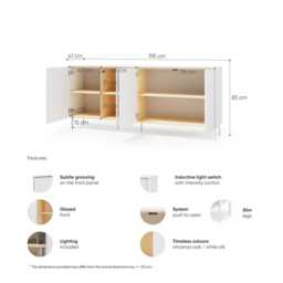 Liba Sideboard Cabinet 195cm - White 195cm - thumbnail 6