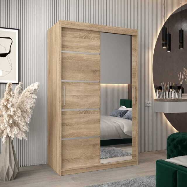 Verona 02 Sliding Door Wardrobe 120cm - Oak Sonoma 120cm - image 1