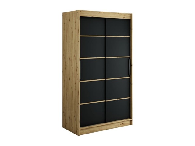 Leto V1 Sliding Door Wardrobe 120cm - Black 120cm - image 1