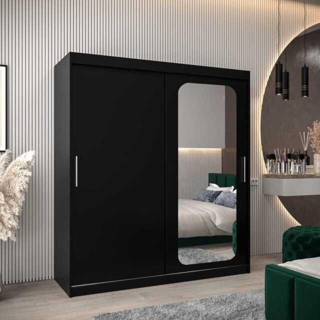 Uppsala T2 Sliding Door Wardrobe 180cm - Black 180cm - image 1