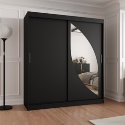 Milo Sliding Door Wardrobe 180cm - Black 180cm - thumbnail 1