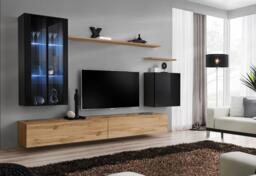 "Switch XII Entertainment Unit For TVs Up To 58"" - Oak Wotan 330cm Black" - thumbnail 1