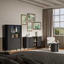 Zante ZA3 Display Sideboard Cabinet 150cm - Black 150cm - thumbnail 5