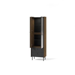 Prestigo Tall Display Cabinet 59cm - Oak Walnut 59cm