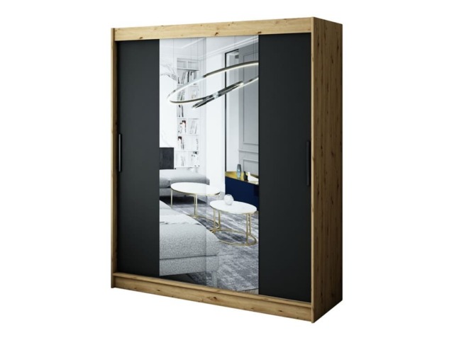 Leto T1 Sliding Door Wardrobe 180cm - Black 180cm - image 1