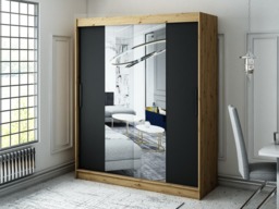 Leto T1 Sliding Door Wardrobe 180cm - Black 180cm - thumbnail 2