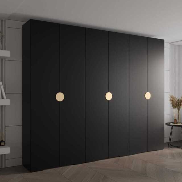 Inova IV Hinged Door Wardrobe 300cm - Black 300cm - image 1